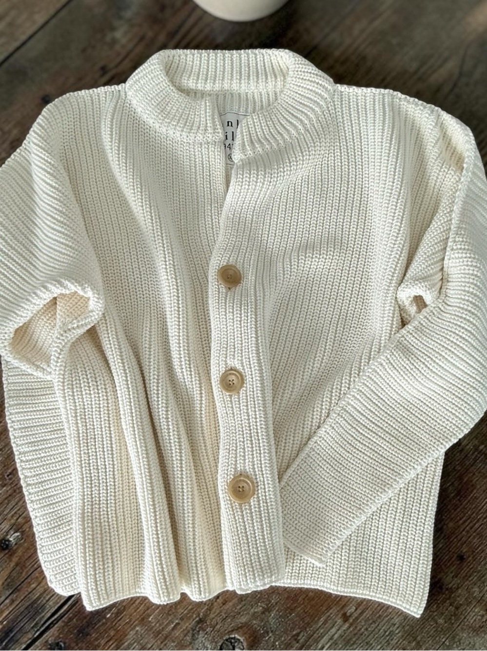 821 Frank & Eileen Montecito Crew Neck Cotton Cardigan Ivory XS NWT